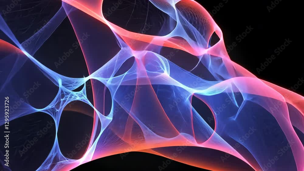 Poster vibrant abstract digital artwork featuring flowing, colorful lines and shapes with interconnected gl