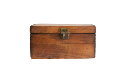 Closed wooden box isolated on transparent background