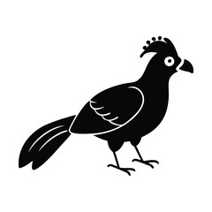 Black Silhouette of Crested Bird – Exotic Songbird Vector Illustration