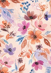 "Soft Watercolor Floral Pattern"