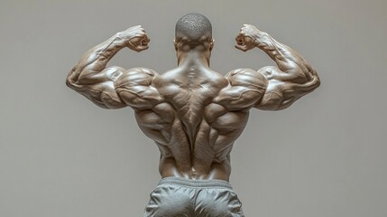 Athlete showcasing defined back muscles during workout gym fitness photography indoor strong body concept