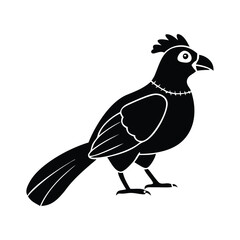 Black Silhouette of Crested Bird – Exotic Songbird Vector Illustration
