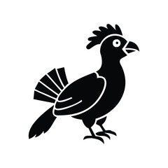 Black Silhouette of Crested Bird – Exotic Songbird Vector Illustration