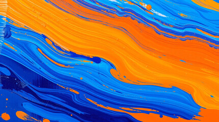 Abstract background. Oil paint strokes blue and orange colors