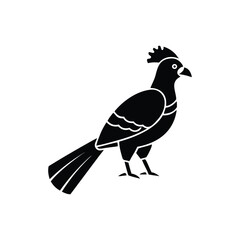 Black Silhouette of Crested Bird – Exotic Songbird Vector Illustration