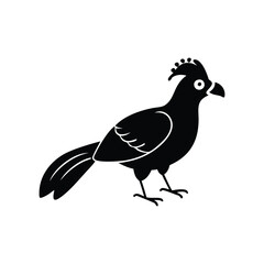 Black Silhouette of Crested Bird – Exotic Songbird Vector Illustration
