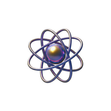3d atom model with metallic spheres clip art preview