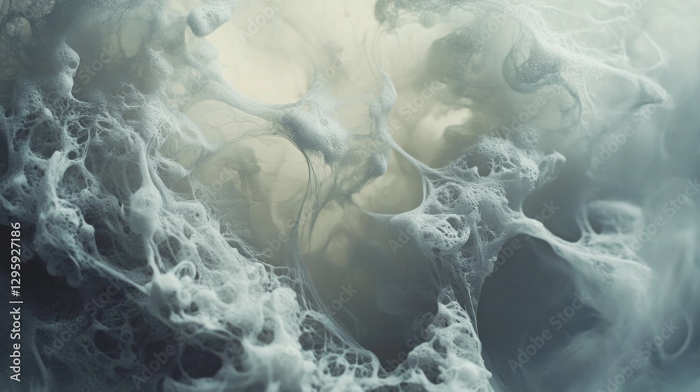 Poster Delicate tendrils of translucent forms merge and flow gracefully, creating an otherworldly atmosphere. Soft light enhances the intricate details of this mesmerizing display
