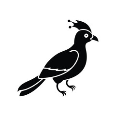 Black Silhouette of Crested Bird – Exotic Songbird Vector Illustration