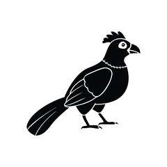 Black Silhouette of Crested Bird – Exotic Songbird Vector Illustration