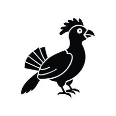 Fototapeta premium Black Silhouette of Crested Bird – Exotic Songbird Vector Illustration
