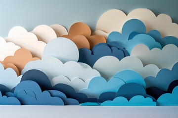 Creative Paper Cut Layering of Hazy Skies and Versatile Cloud Shapes