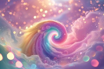 Radiant Pastel Spectrum with Swirling Bokeh Light Motifs