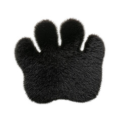 furry black paw print with soft edges and textured appearance