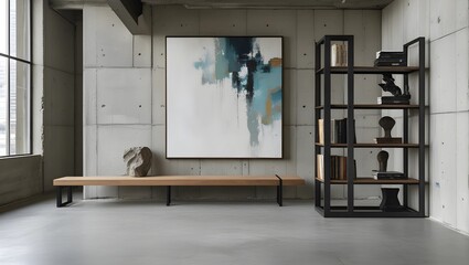 Fototapeta premium Industrial Minimalist Loft with Concrete Walls