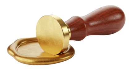 Isolated Wax Seal Stamp with Gold Accents