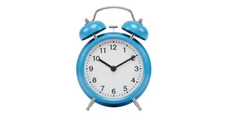 Isolated Classic Blue Alarm Clock with Metal Bells