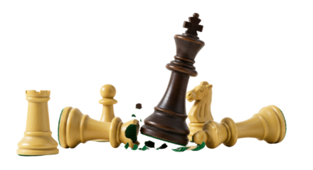 Isolated Shattered Chess Pieces, End of the Game