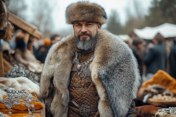 Cultural festival showcases traditional clothing and crafts with a focus on historical reenactment in an outdoor setting