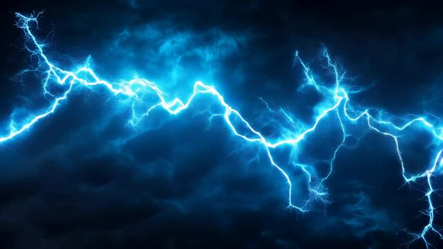 Electric Lightning Energy Power Storm Effect Background Blue Plasma Thunder Dynamic Motion Loop Arc, Generative AI