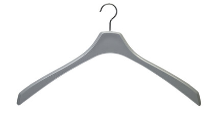 Gray plastic clothes hanger on transparent background