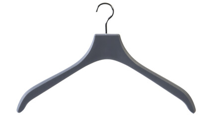 Empty gray clothes hanger on transparent background, ready for apparel