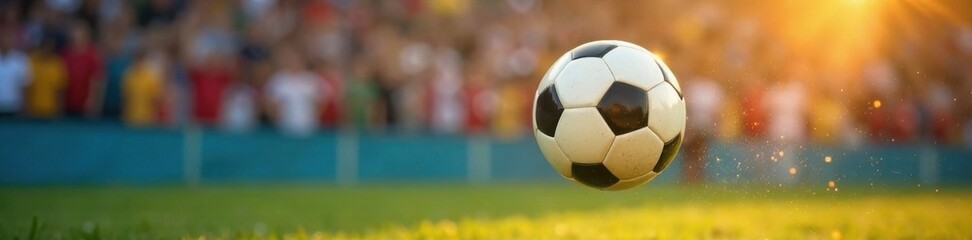 Close-up of footbal ballon flying through air with blurred background , speed, football, sphere