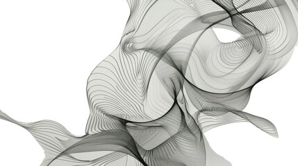 Abstract lines flowing and creating a topographic map effect on transparent background