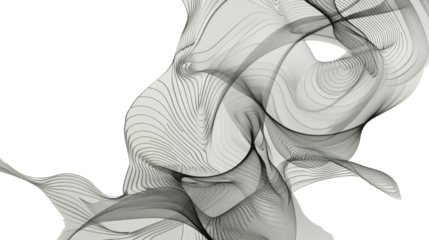 Abstract lines flowing and creating a topographic map effect on transparent background