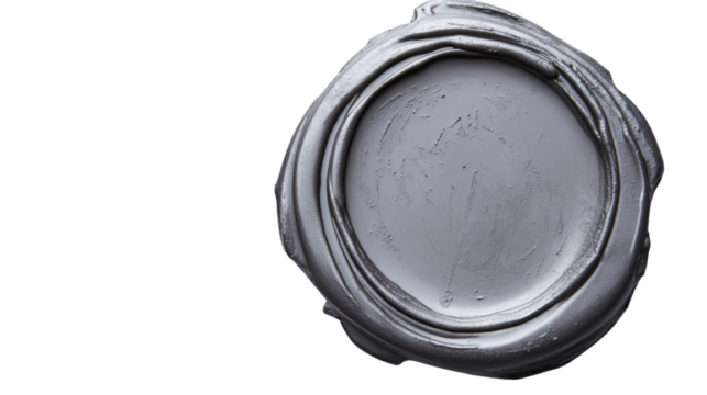 Blank metallic gray wax seal on transparent background, creating authentic vintage design - Powered by Adobe
