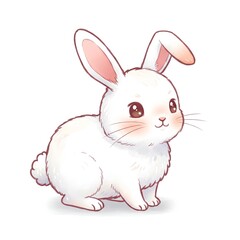 cute white rabbit on white background