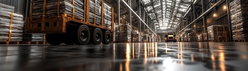 Industrial Warehouse Interior with Goods Transport