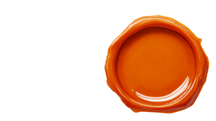 Orange wax seal on transparent background guaranteeing authenticity and security