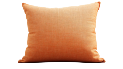 Orange pillow resting on transparent background, perfect for comfortable sleep