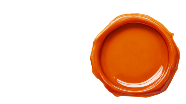 Orange wax seal on transparent background guaranteeing authenticity and security