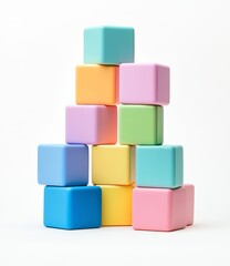 pastel colorful cubes on white background
