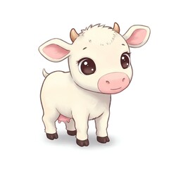 Naklejka premium a cute playful baby goat standing isolated white