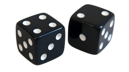 Two black dice showing nine on transparent background