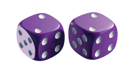 Two purple dice showing nine on transparent background