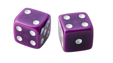 Two purple dice showing four and five on transparent background