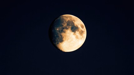 Fototapeta premium Glowing moon illuminates dark sky, showcasing craters and surfac