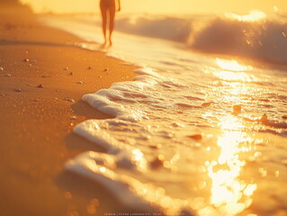 Morning beach seashell collecting