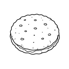 Delightful Biscuit Delight: A detailed illustration of a round biscuit with a delectable filling, showcasing its textures, contours, and enticing appeal.