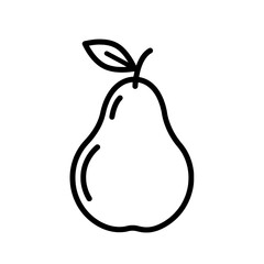Pear Icon: A clean, minimalist line drawing of a ripe pear, capturing its familiar form with elegant simplicity.