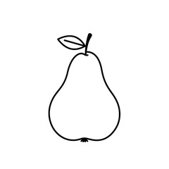 Pear Outline: A simple, elegant illustration of a pear, showcasing its classic shape and a single leaf.