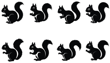Squirrel vector shilhouette bundle set 