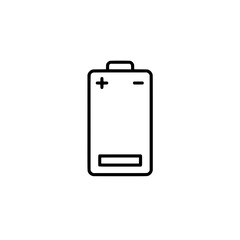 Battery Icon: A minimalist black and white icon of a battery, representing power, energy and charging in a clean design.