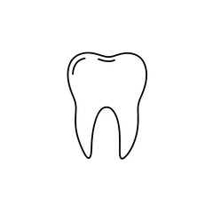 Healthy Smile: A simple yet elegant line drawing of a healthy tooth. It represent the clean, and modern aesthetic, making it suitable for a range of health and wellness applications.