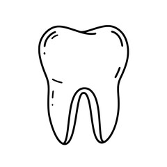 Dental Health Icon: A clean and simple black and white line art icon of a healthy tooth, representing dental care, hygiene, and the importance of a strong smile.