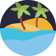 A tropical tree with a tall trunk and fronds, often associated with beach environments.